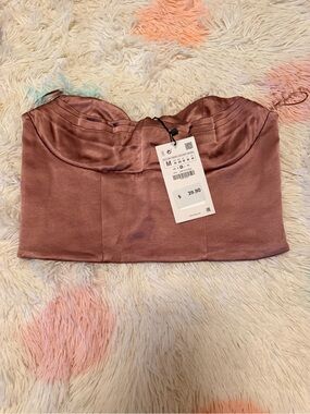 Zara Satin Bustier Crop Top - Rose